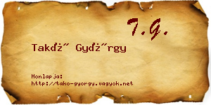 Takó György névjegykártya